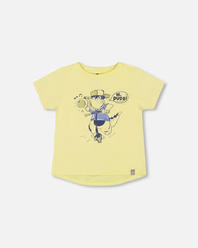 Deux Par Deux Kids' Boy's Organic Cotton T-shirt With Print Lime