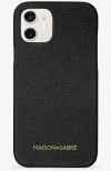 Maison De Sabre Leather Phone Case (iphone 12 Mini) In Black Caviar