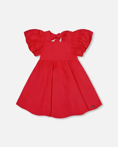 Deux Par Deux Kids' Girl's Dress With Bubble Sleeves True Red