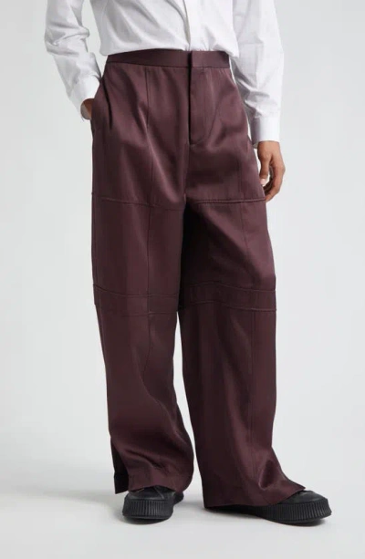 Jil Sander Relaxed Fit Flat Front Pants In Plum