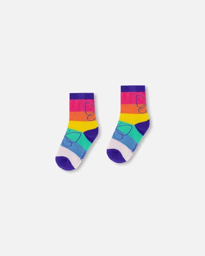 Deux Par Deux Kids' Girl's Jacquard Socks Rainbow