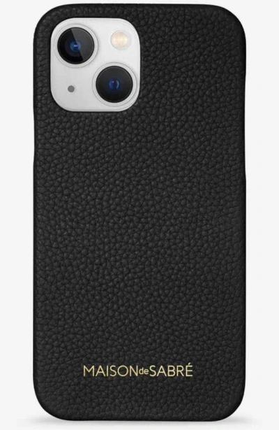 Maison De Sabre Leather Phone Case (iphone 13 Mini) In Black Caviar