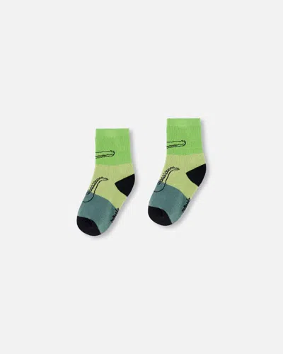 Deux Par Deux Kids' Boy's Jacquard Socks Multi Green