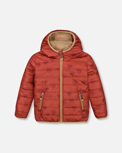 Deux Par Deux Baby Boy's Quilted Mid-season Jacket Printed Dogs Rust