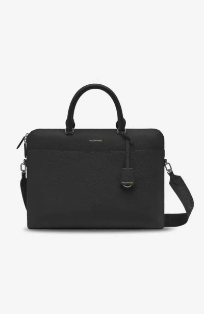 Maison De Sabre Leather Laptop Bag In Black Caviar
