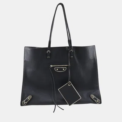 Pre-owned Balenciaga Black Leather Papier Tote Bag
