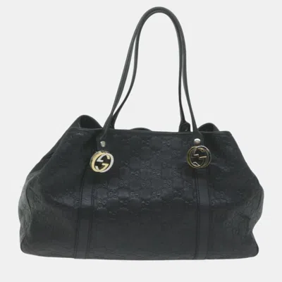 Pre-owned Gucci Black Gg Canvas Tote Bag