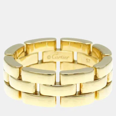 Pre-owned Cartier 18k Yellow Gold Maillon Panthere Band Ring Eu 57