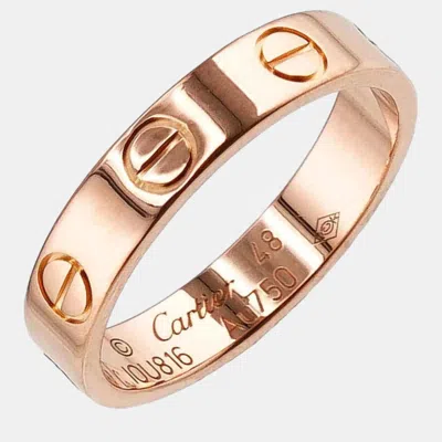 Pre-owned Cartier 18k Rose Gold Love Band Ring Eu 52
