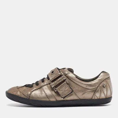 Pre-owned Dior Metallic Vintage Leather Low Top Sneakers Size 36