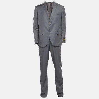 Pre-owned Armani Collezioni Grey Wool Gabardine Single Breasted Suit Xxl