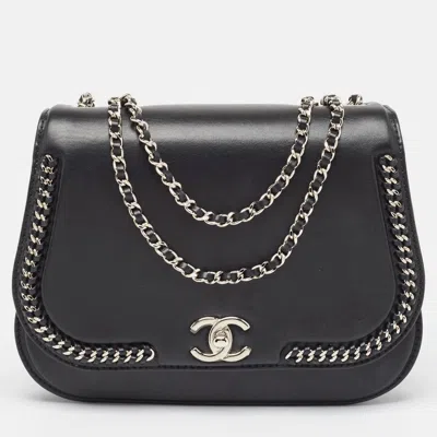 Pre-owned Chanel Black Leather Medium Braided Chic Flap Bag