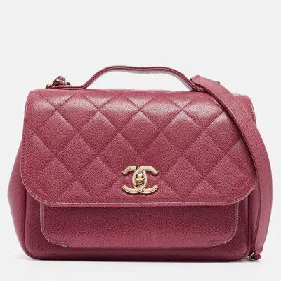 Pre-owned Chanel Punch Pink Caviar Leather Business Affinity Chain Flap Bag