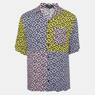 Pre-owned Versace Multicolor Printed Viscose Short Sleeve Shirt S