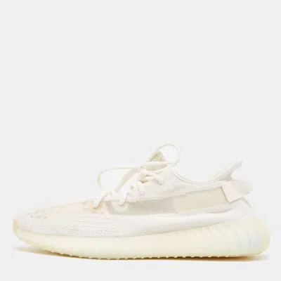 Pre-owned Yeezy X Adidas Off White Knit Fabric Boost 350 V2 Bone Sneakers Size 46 2/3