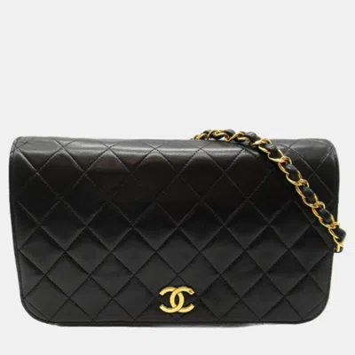 Pre-owned Chanel Black Leather Cc Matelasse Full Flap Bag