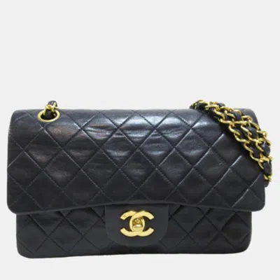 Pre-owned Chanel Lambskin Leather Large Classic Single Flap Shoulder Bags In Black