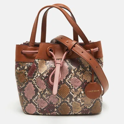 Pre-owned Cole Haan Multicolor Python Embossed And Leather Grand Ambition Bucket Bag