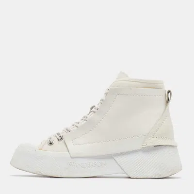 Pre-owned Jw Anderson J.w. Anderson White Canvas And Leather High Top Sneakers Size 37