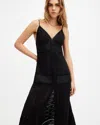 Allsaints Dahlia Embroidered Broderie Maxi Dress In Black