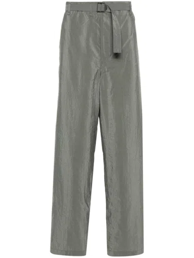 Lemaire Silk Tapered Trousers In Grey