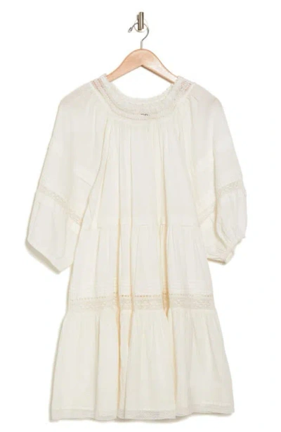 The Great The Nightingale Tiered Lace-trimmed Cotton-voile Mini Dress In Cream