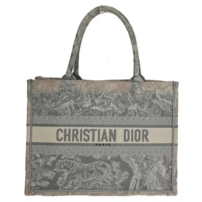 Dior Book Tote Grey Canvas Handbag () In Gray