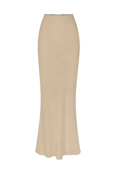 Anemos Bias-cut Maxi Skirt In Stretch Twill In Taupe