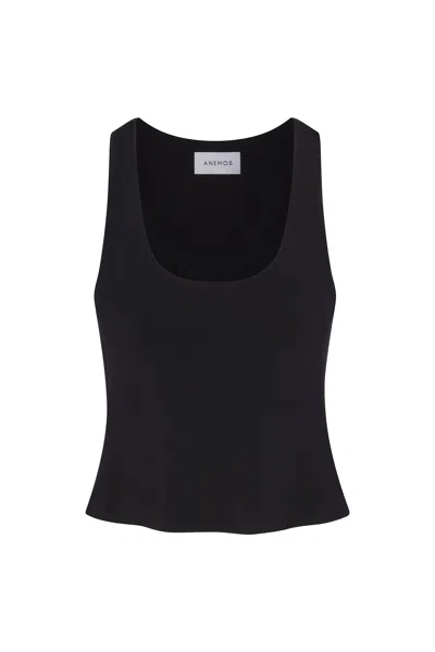 Anemos Hume Tank Top In Stretch Twill In Black