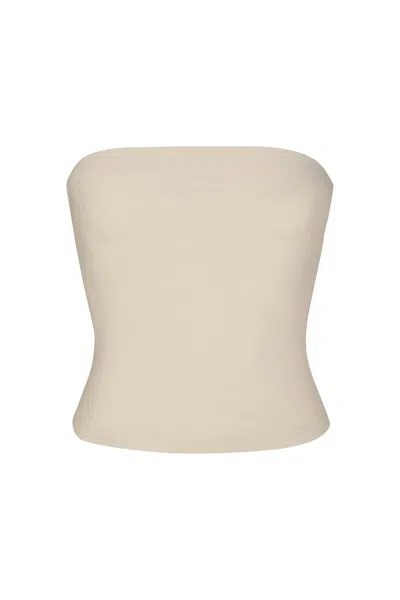 Anemos Ritts Strapless Top In Stretch Suiting In Off-white