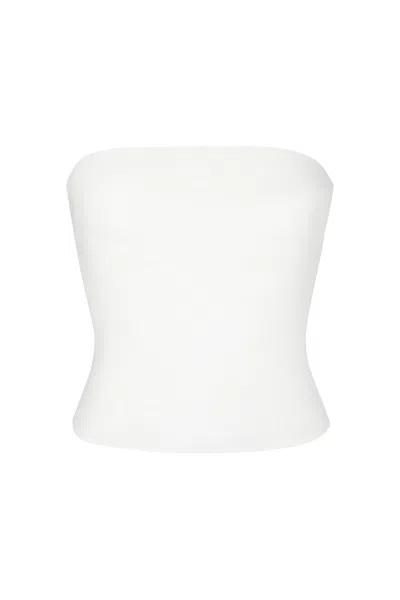 Anemos Ritts Strapless Top In Stretch Twill In White