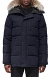 Canada Goose 'carson' Slim Fit Hooded Parka With Genuine Coyote Fur Trim In Atlantic Navy