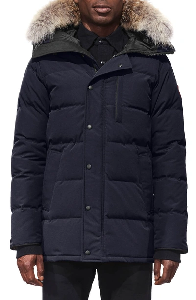 Canada Goose 'carson' Slim Fit Hooded Parka With Genuine Coyote Fur Trim In Atlantic Navy
