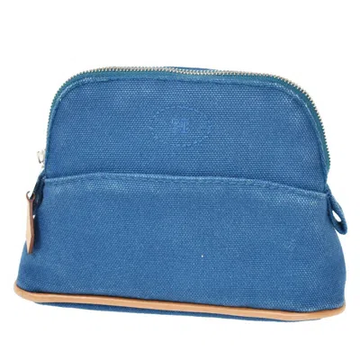 Hermes Hermès Bolide Blue Cotton Clutch Bag ()
