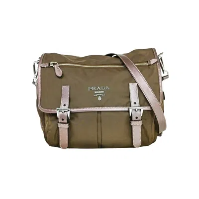 Prada Tessuto Khaki Synthetic Shoulder Bag () In Brown