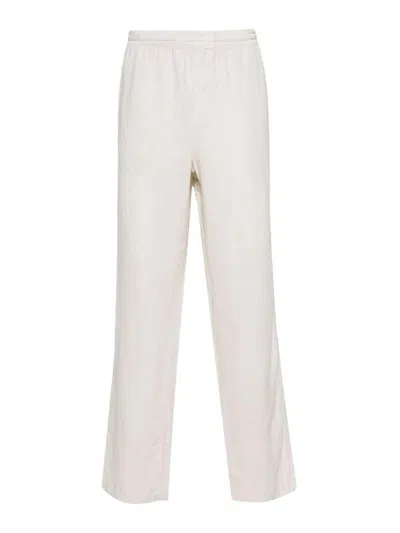 Aspesi Linen Straight Trousers In White