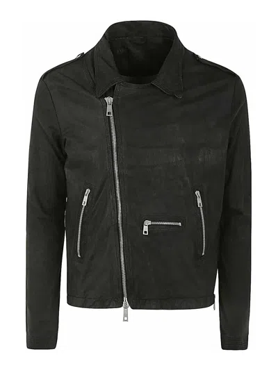 Giorgio Brato Leather Biker Jacket In Black