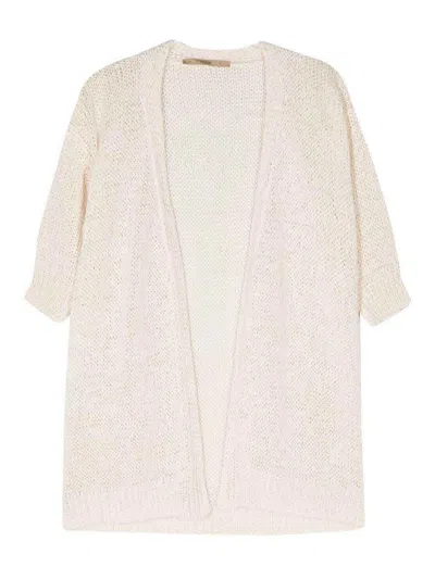 Nuur Short-sleeve Open-knit Cardigan In White