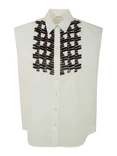 P.a.r.o.s.h Sequined Plastron Shirt In White