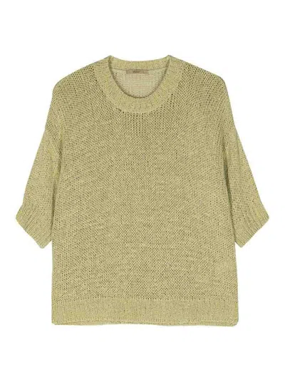 Nuur Short-sleeve Open-knit Jumper In Green