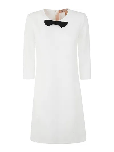 N°21 Three Quarter Sleeve Mini Dress In White