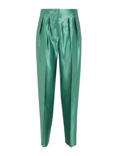 Giorgio Armani Polished Double Pences Trousers Clothing In Green