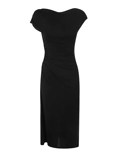Alberta Ferretti Organdy Midi Dress Clothing In Black