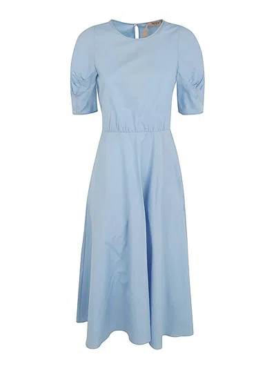N°21 Short Sleeve Midi Dress In Blue