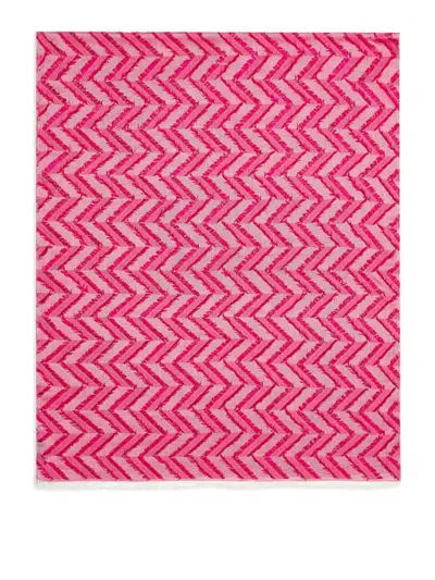 Emporio Armani Chevron-pattern Fringed Stole In Pink