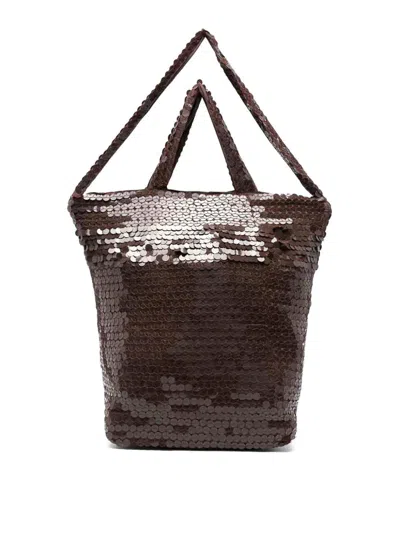 P.a.r.o.s.h Sequined Satchel In Brown