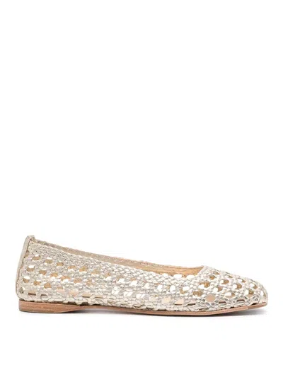 Paloma Barceló Shell Leather Ballerina Shoes In White