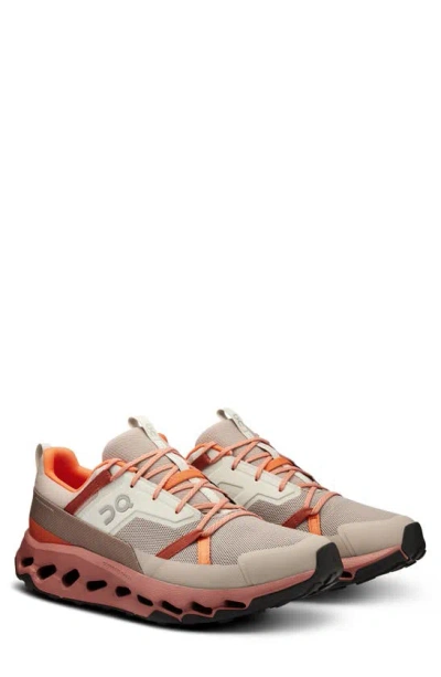 On Cloudhoriz Rubber-trimmed Mesh Sneakers In Fog/mahogany