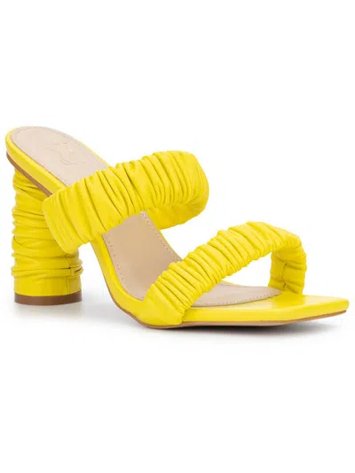 Nyc Fina Womens Square Toe Slip On Block Heels In Yellow