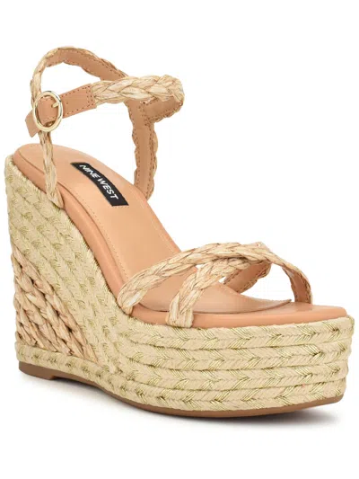 Nine West Caress 3 Womens Woven Ankle Strap Espadrilles In Brown